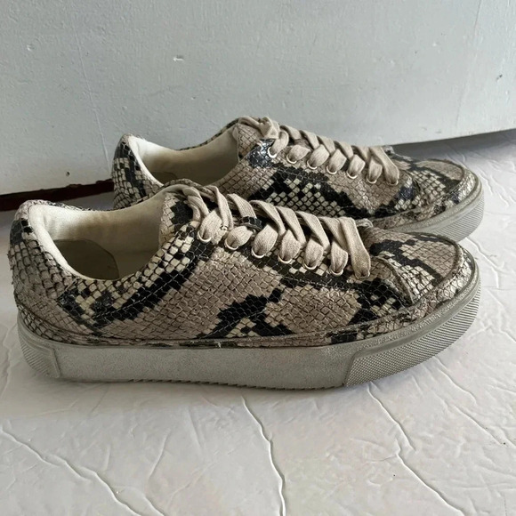 AllSaints Trish Snakeskin Print Platform Sneakers Women’s 8 Beige - Picture 7 of 17